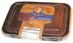 Nadja's Brownies come in 454gram convenient re-sealable trays - about 10 servings