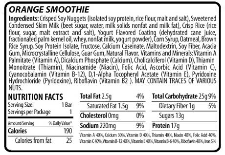 Ingredients Orange Smoothie Nugo Healthy Snacks - Healthy Fundraising Bars